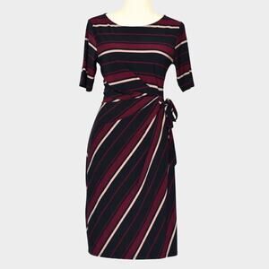 ANN TAYLOR Women's Faux Wrap Striped Dress Size S